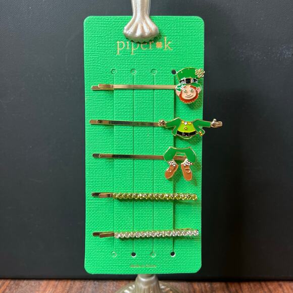 Piper K Leprechaun St. Patrick’s Day Rhinestone Hair Accessories Set of 5 - Picture 1 of 5